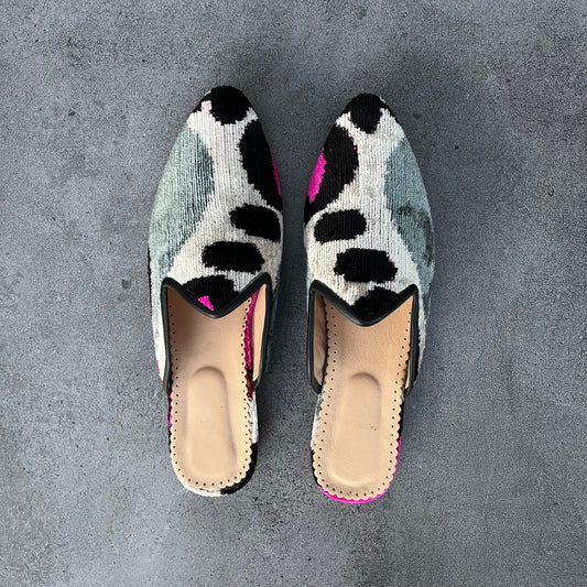 Babucha terciopelo 42 celeste print