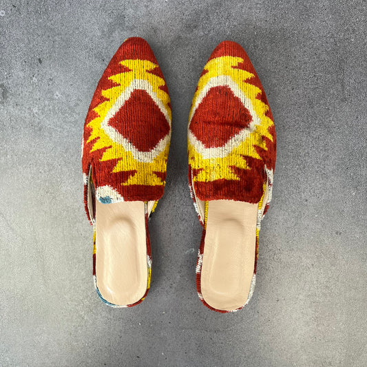 Babucha terciopelo 40 roja rombo