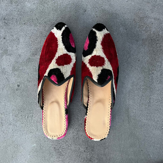Babucha terciopelo 42 roja print