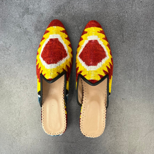 Babucha terciopelo 41 roja rombo