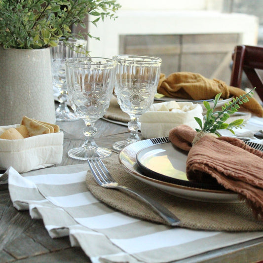 Set 4 Individuales antimanchas rayas beige y blanco