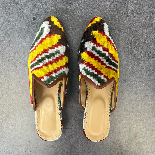 Babucha terciopelo amarillo rayas 38