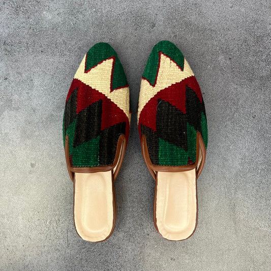 Babucha kelim verde crudo rojo 39