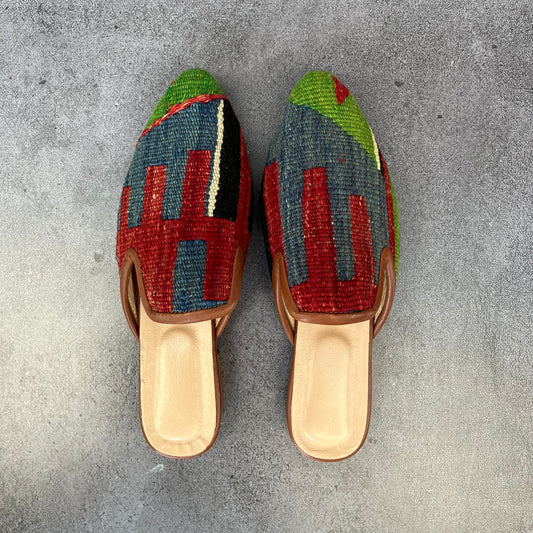 Babucha kelim zig azul rojo verde 39