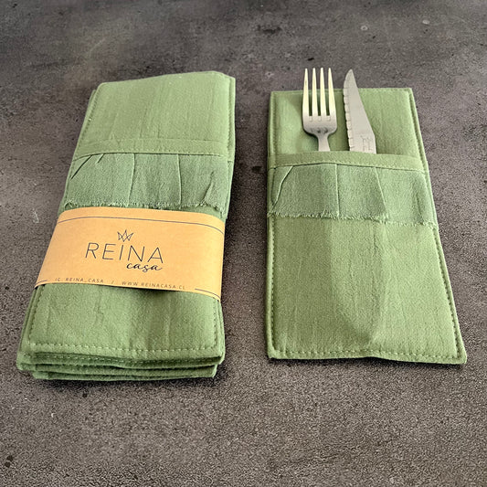 Set 4 portacubiertos verde