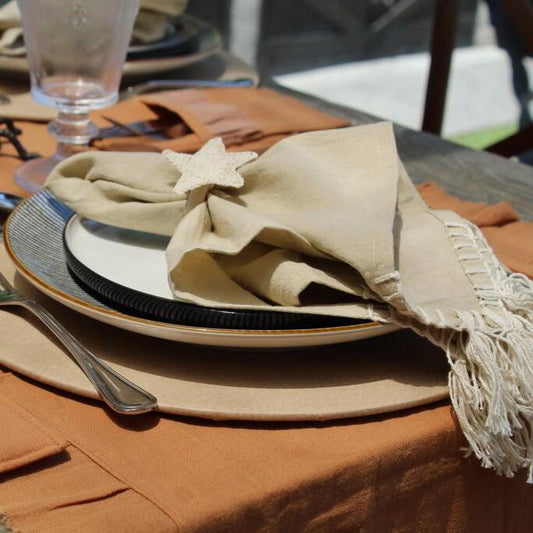 Set 4 servilletas flecos arena