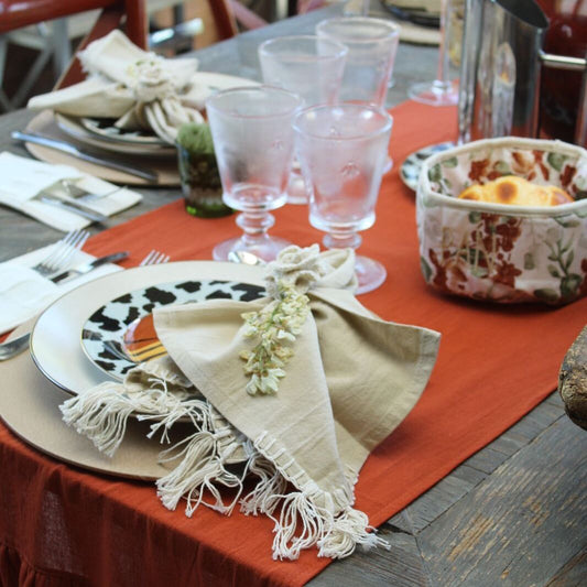 Camino de mesa de gasa terracota 2,3 mts