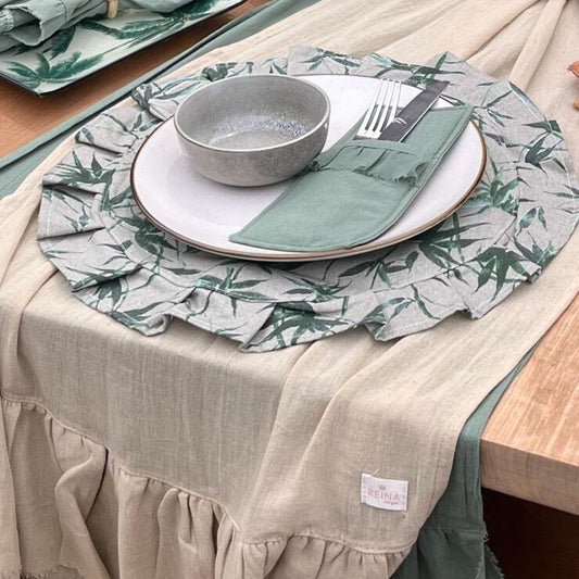 Camino de mesa de gasa verde 2,3 mts