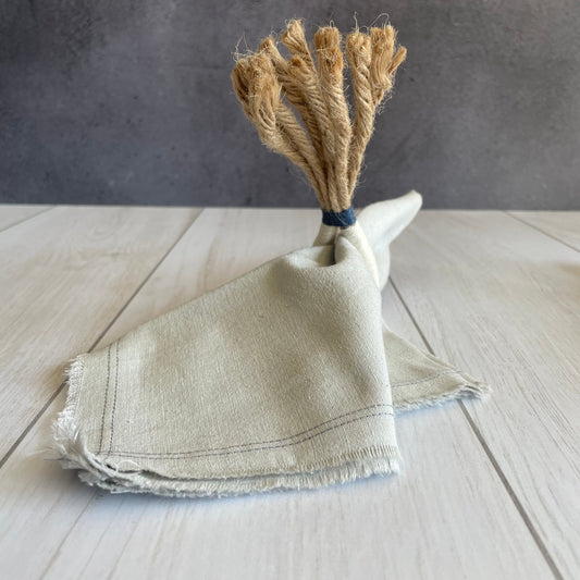 Set 4 servilletas desflecadas gris