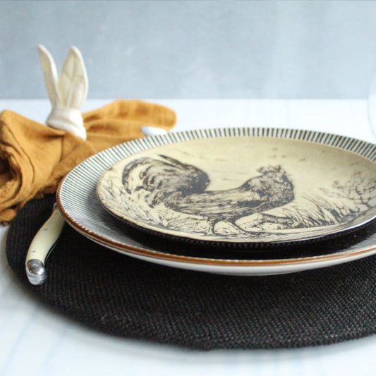 Plato base arpillera negro