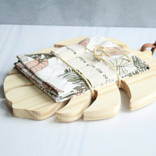 Tabla de aperitivo hoja con paño de diseño